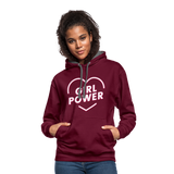 Girl Power - Frauen Kontrast-Hoodie - Weinrot/Anthrazit