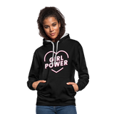 Girl Power - Frauen Kontrast-Hoodie - Schwarz/Grau meliert