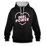 Girl Power - Frauen Kontrast-Hoodie - Schwarz/Grau meliert