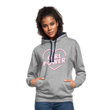 Girl Power - Frauen Kontrast-Hoodie - Grau meliert/Navy