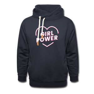 Girl Power - Frauen Schalkragen Hoodie - Navy