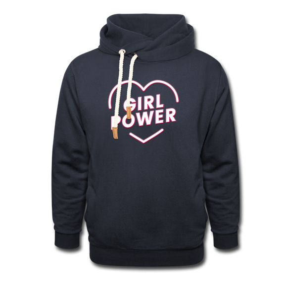 Girl Power - Frauen Schalkragen Hoodie - Navy