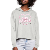 Girl Power - Frauen Cropped Hoodie - Beige meliert