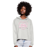 Girl Power - Frauen Cropped Hoodie - Beige meliert