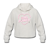 Girl Power - Frauen Cropped Hoodie - Beige meliert