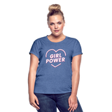 Girl Power - Frauen Oversize T-Shirt - Denim meliert