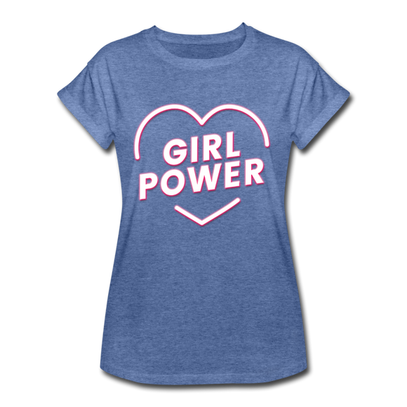 Girl Power - Frauen Oversize T-Shirt - Denim meliert