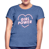 Girl Power - Frauen Oversize T-Shirt - Denim meliert