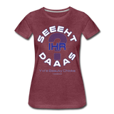 Seht Ihr das? - Frauen Premium T-Shirt - Bordeauxrot meliert