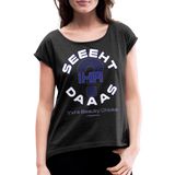 Seht Ihr Das Design Serie - Frauen T-Shirt mit gerollten Ärmeln - Schwarz meliert