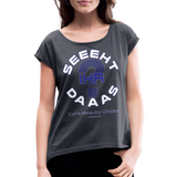 Seht Ihr Das Design Serie - Frauen T-Shirt mit gerollten Ärmeln - Navy meliert