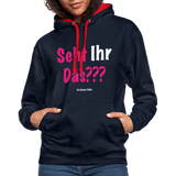 Seht Ihr Das Design - Frauen Kontrast-Hoodie - Navy/Rot