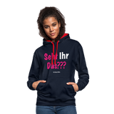 Seht Ihr Das Design - Frauen Kontrast-Hoodie - Navy/Rot