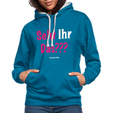 Seht Ihr Das Design - Frauen Kontrast-Hoodie - Pfauenblau/Grau meliert