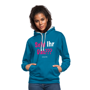 Seht Ihr Das Design - Frauen Kontrast-Hoodie - Pfauenblau/Grau meliert