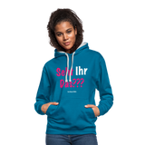 Seht Ihr Das Design - Frauen Kontrast-Hoodie - Pfauenblau/Grau meliert