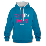 Seht Ihr Das Design - Frauen Kontrast-Hoodie - Pfauenblau/Grau meliert