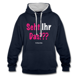 Seht Ihr Das Design - Frauen Kontrast-Hoodie - Navy/Grau meliert