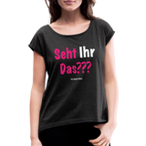 Seht Ihr Das Design Serie - Frauen T-Shirt mit gerollten Ärmeln - Schwarz meliert