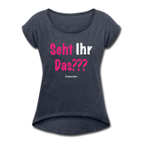 Seht Ihr Das Design Serie - Frauen T-Shirt mit gerollten Ärmeln - Navy meliert