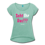 Seht Ihr Das Design Serie - Frauen T-Shirt mit gerollten Ärmeln - Minze meliert