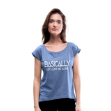 Basically - Frauen T-Shirt mit gerollten Ärmeln - Denim meliert