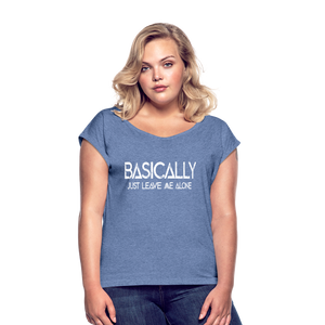 Basically - Frauen T-Shirt mit gerollten Ärmeln - Denim meliert