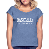 Basically - Frauen T-Shirt mit gerollten Ärmeln - Denim meliert