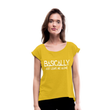 Basically - Frauen T-Shirt mit gerollten Ärmeln - Senfgelb