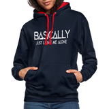 Basically - Frauen Kontrast-Hoodie - Navy/Rot