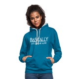 Basically - Frauen Kontrast-Hoodie - Pfauenblau/Grau meliert