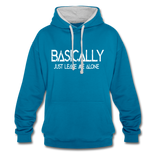 Basically - Frauen Kontrast-Hoodie - Pfauenblau/Grau meliert