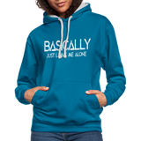 Basically - Frauen Kontrast-Hoodie - Pfauenblau/Grau meliert