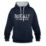 Basically - Frauen Kontrast-Hoodie - Navy/Grau meliert