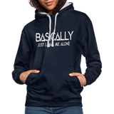 Basically - Frauen Kontrast-Hoodie - Navy/Grau meliert