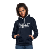 Basically - Frauen Kontrast-Hoodie - Navy/Grau meliert