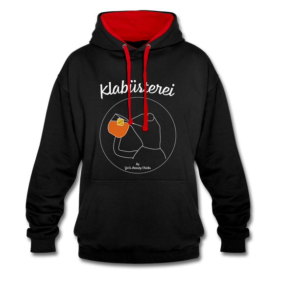 Frosch - Frauen Kontrast-Hoodie - Schwarz/Rot