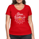 Sunflower - Frauen Bio-T-Shirt mit V-Ausschnitt von Stanley & Stella - Rot