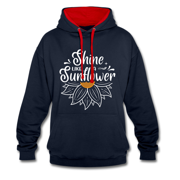 Sunflower - Frauen Kontrast-Hoodie - Navy/Rot