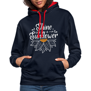 Sunflower - Frauen Kontrast-Hoodie - Navy/Rot