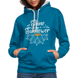 Sunflower - Frauen Kontrast-Hoodie - Pfauenblau/Grau meliert