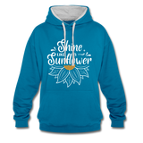 Sunflower - Frauen Kontrast-Hoodie - Pfauenblau/Grau meliert