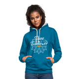 Sunflower - Frauen Kontrast-Hoodie - Pfauenblau/Grau meliert