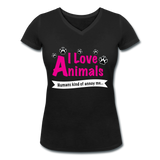 Animals - Frauen Bio-T-Shirt mit V-Ausschnitt von Stanley & Stella - Schwarz