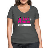 Animals - Frauen Bio-T-Shirt mit V-Ausschnitt von Stanley & Stella - Anthrazit