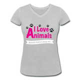 Animals - Frauen Bio-T-Shirt mit V-Ausschnitt von Stanley & Stella - Grau meliert