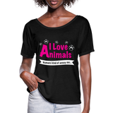 Animals - Frauen T-Shirt mit Fledermausärmeln von Bella + Canvas - Schwarz