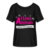 Animals - Frauen T-Shirt mit Fledermausärmeln von Bella + Canvas - Schwarz