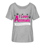 Animals - Frauen T-Shirt mit Fledermausärmeln von Bella + Canvas - Grau meliert