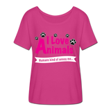 Animals - Frauen T-Shirt mit Fledermausärmeln von Bella + Canvas - Fuchsiarot